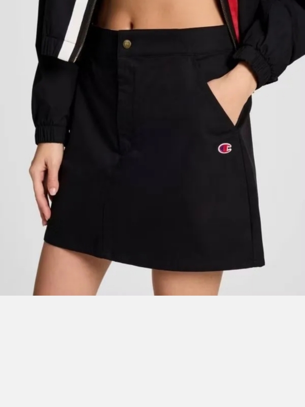 Champion Black Mini Skirt with Embroidered Logo
